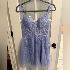 Stacees A-Line V-Neck Lace Embroidered Dress